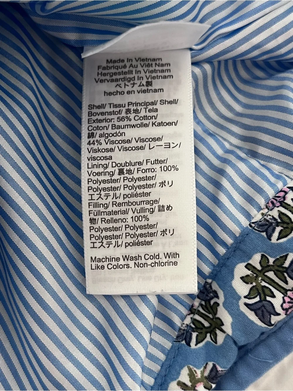 J. Crew Mercantile Quilted Floral Jacket Light Blue Size 4 Petite EUC